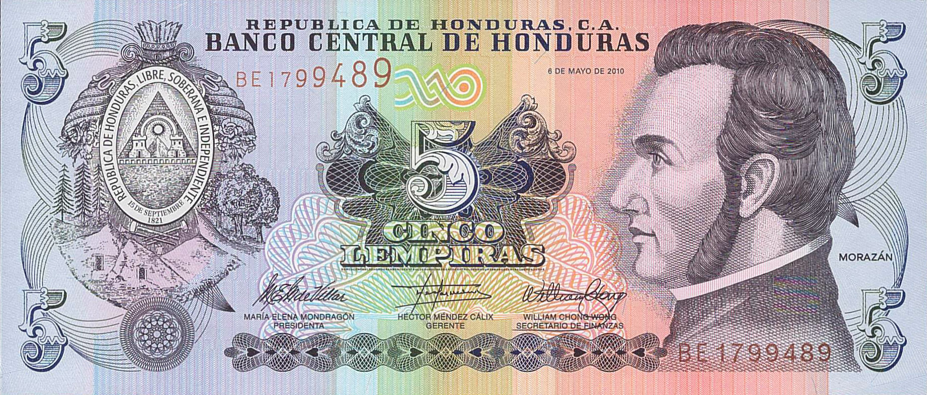 Honduras 5 2010 UNC Front P-91/c